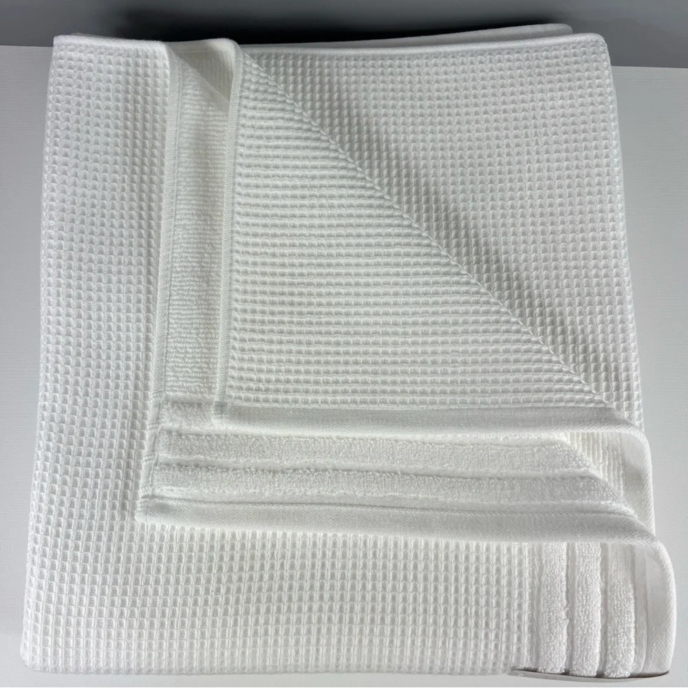 2 Pc Hotel Balfour Oversized Bath Towel Set White Waffle 100% Cotton NEW